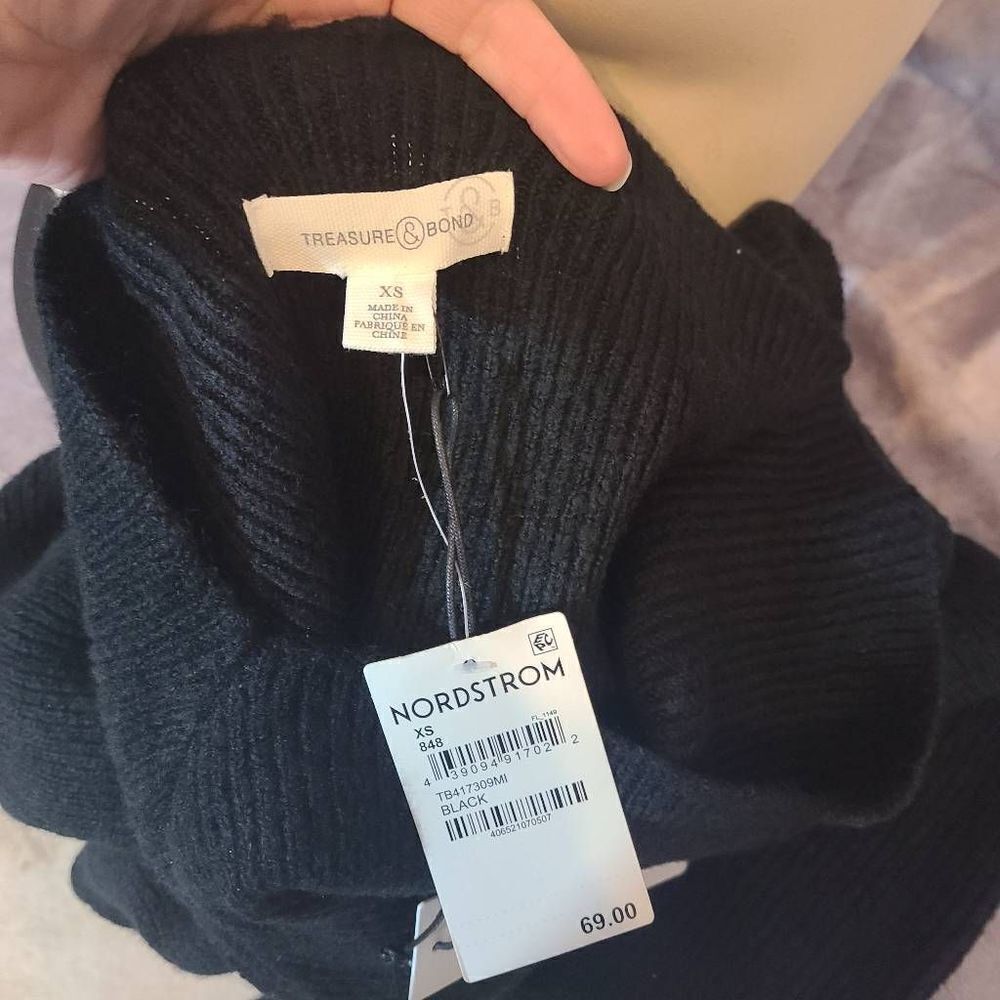 Treasure & Bond Black Drape Neck Sweater Size Xs — image 4 of 4